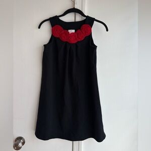 Hanna Andersson Black Red Rosette Sleeveless Dress Size 8